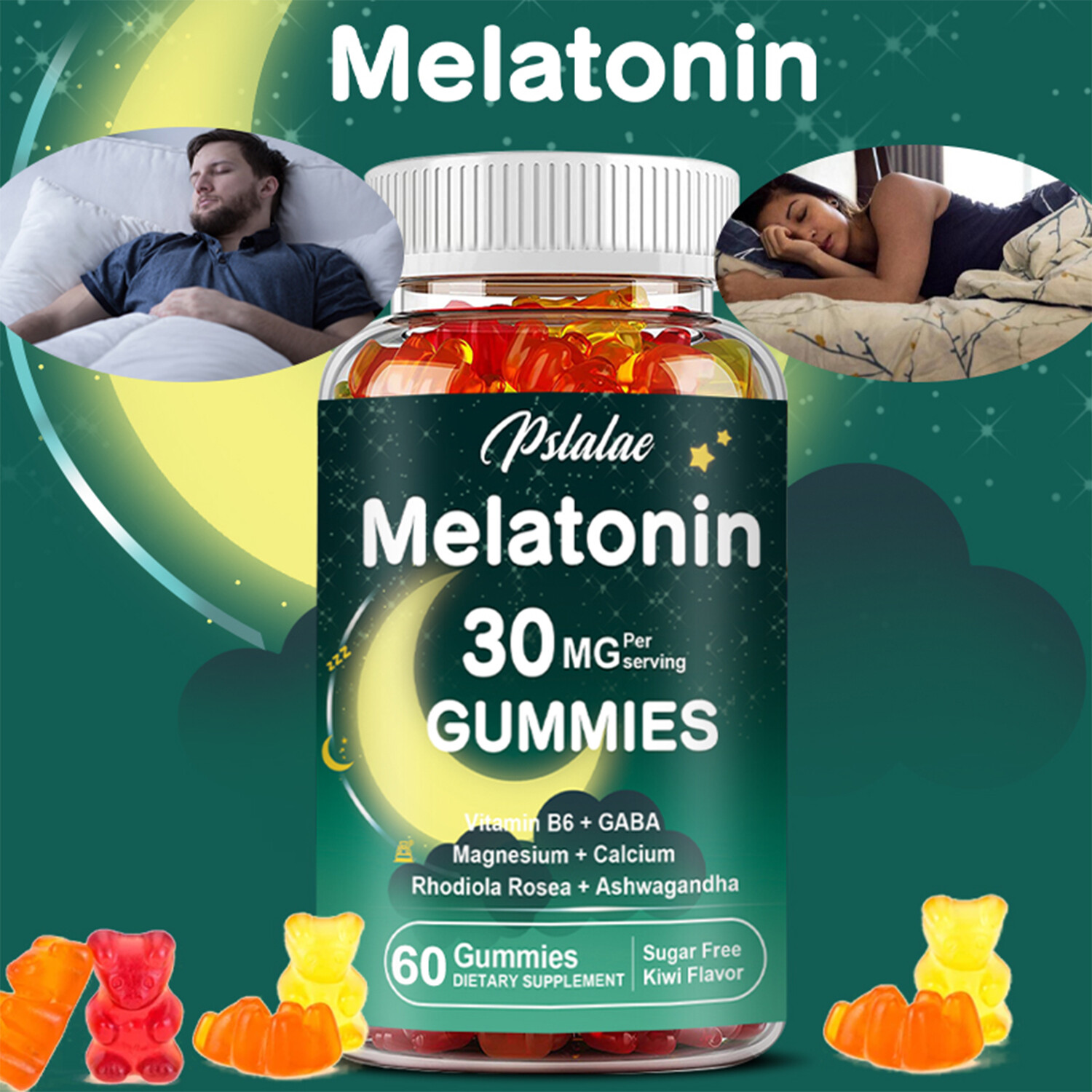 Melatonin 30mg – Regulate Sleep Cycle,Relieve Stress & Anxiety- with Ashwagandha