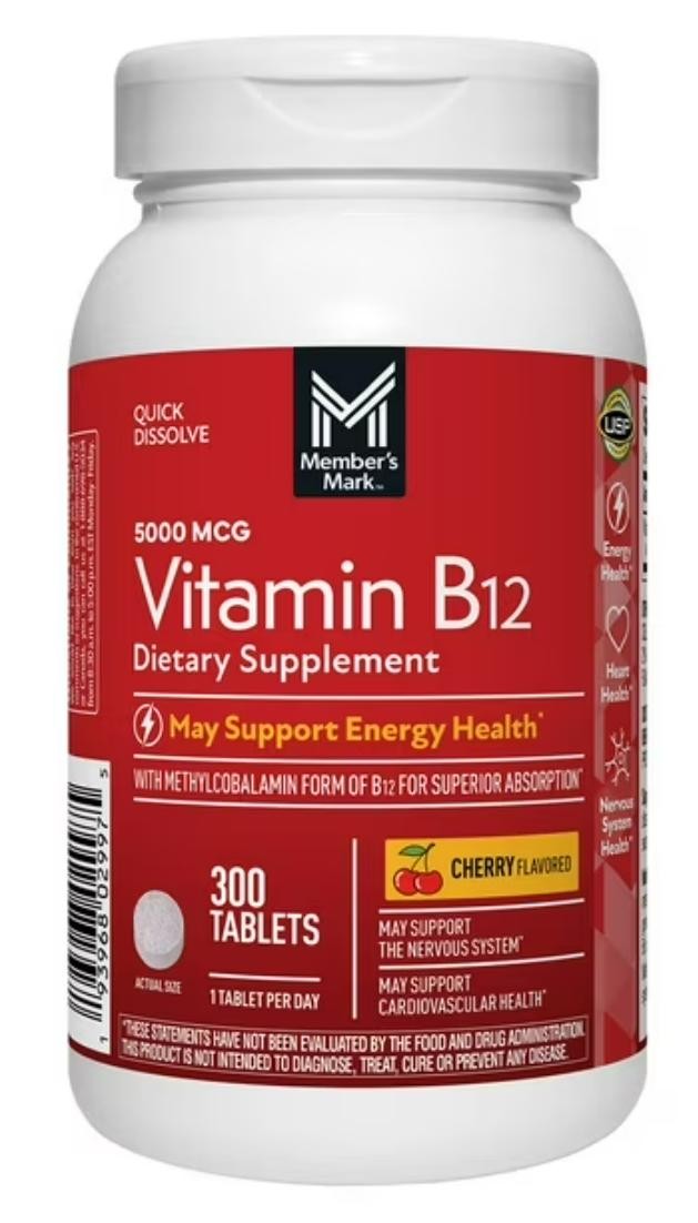 Member Mark Vitamin B12 methylcobalamin, Dietary Supplement 300 ct.Quick