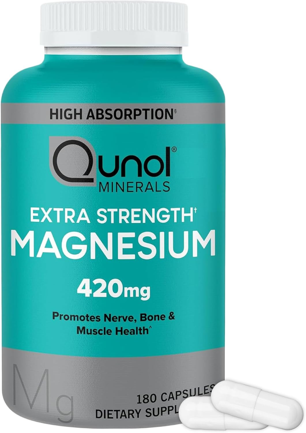 Magnesium Capsules 420Mg, 100% DV, High Absorption Magnesium Supplement, Extra S