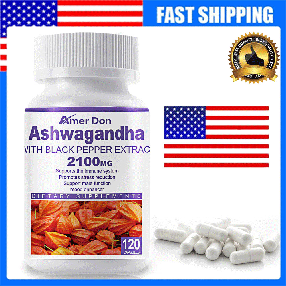 KSM-66 Ashwagandha 2100mg 120 Caps Supports Energy, Reduces Anxiety, Relaxation