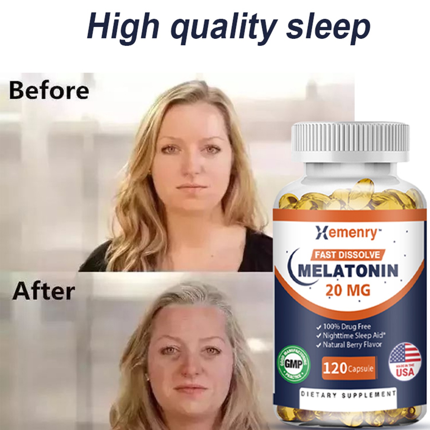 Melatonin 20mg – with L-Theanine -Powerful Sleep Aid,Stress Relief,Sleep Support
