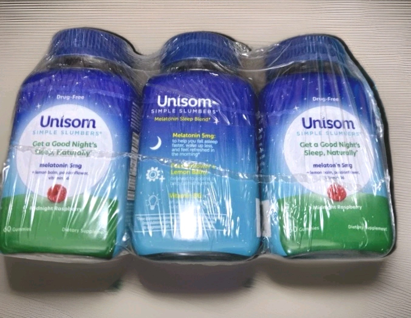 Unisom Simple Slumbers 3 Pk Of  60 Gummies  Melatonin 5mg  Midnight Raspberry