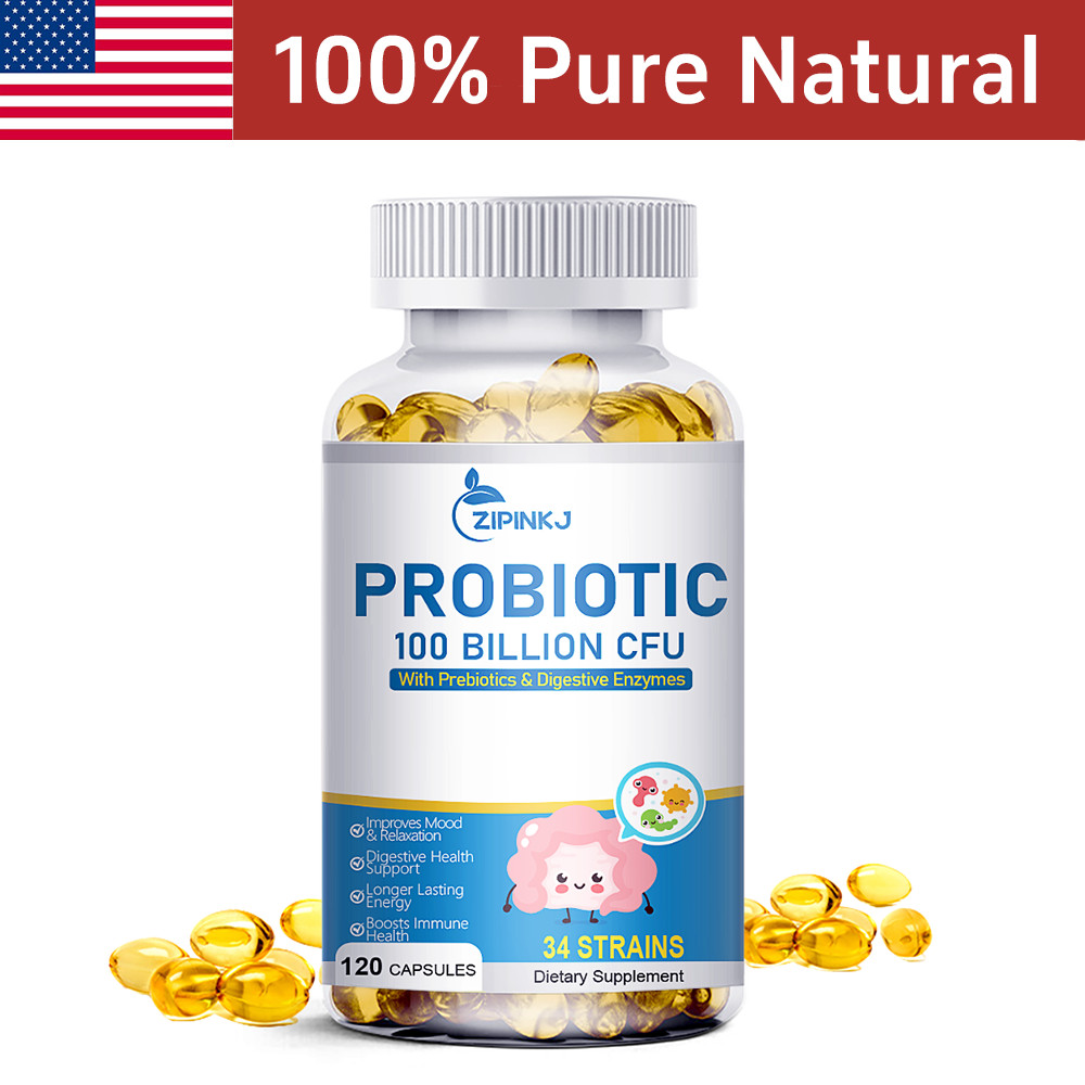 Probiotics Digestive Enzymes 100 Billion CFU Potency Immune Health 120 Capsules