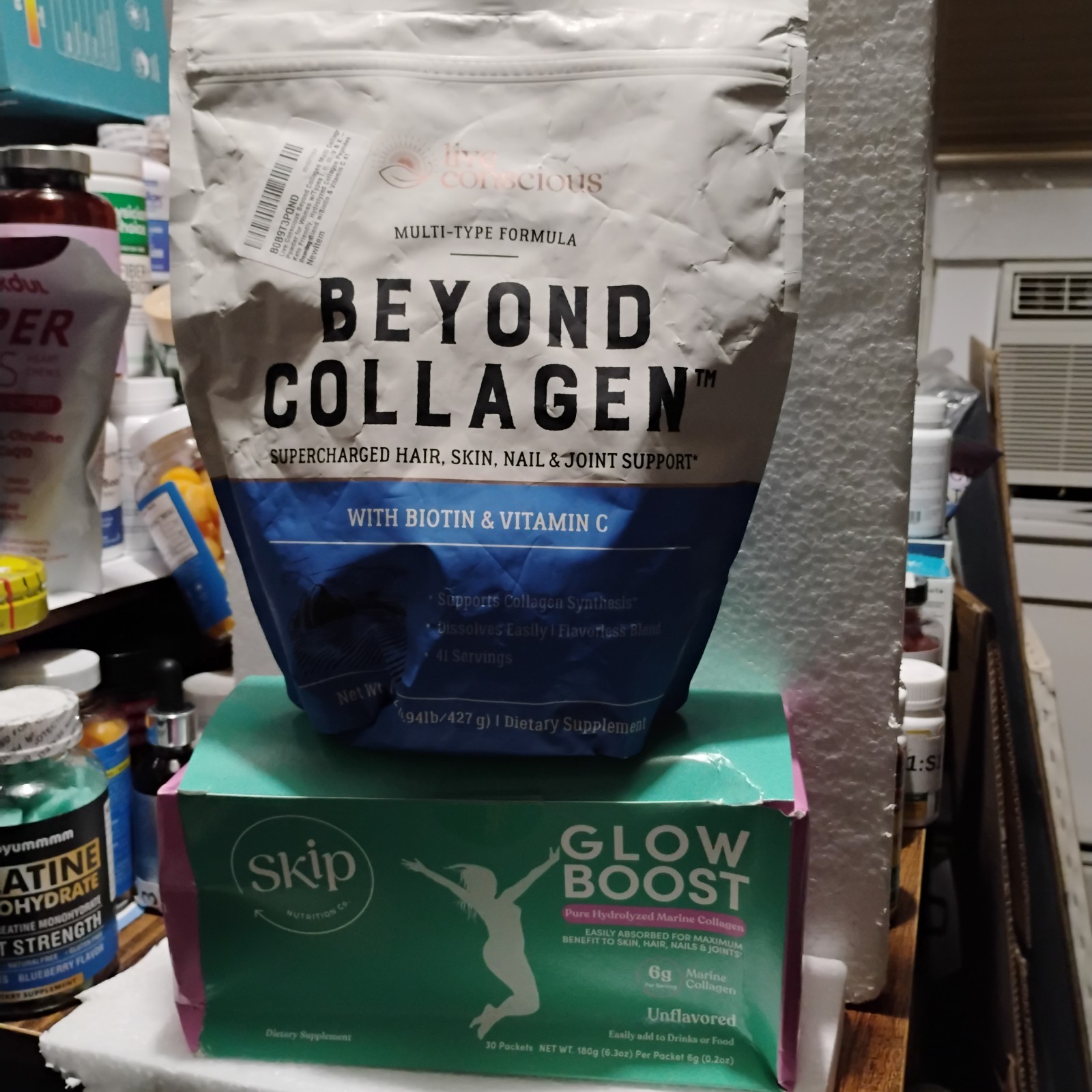 Live Conscious Beyond Collagen Powder 15 oz Biotin Vitamin C, 30 Marine Collagen