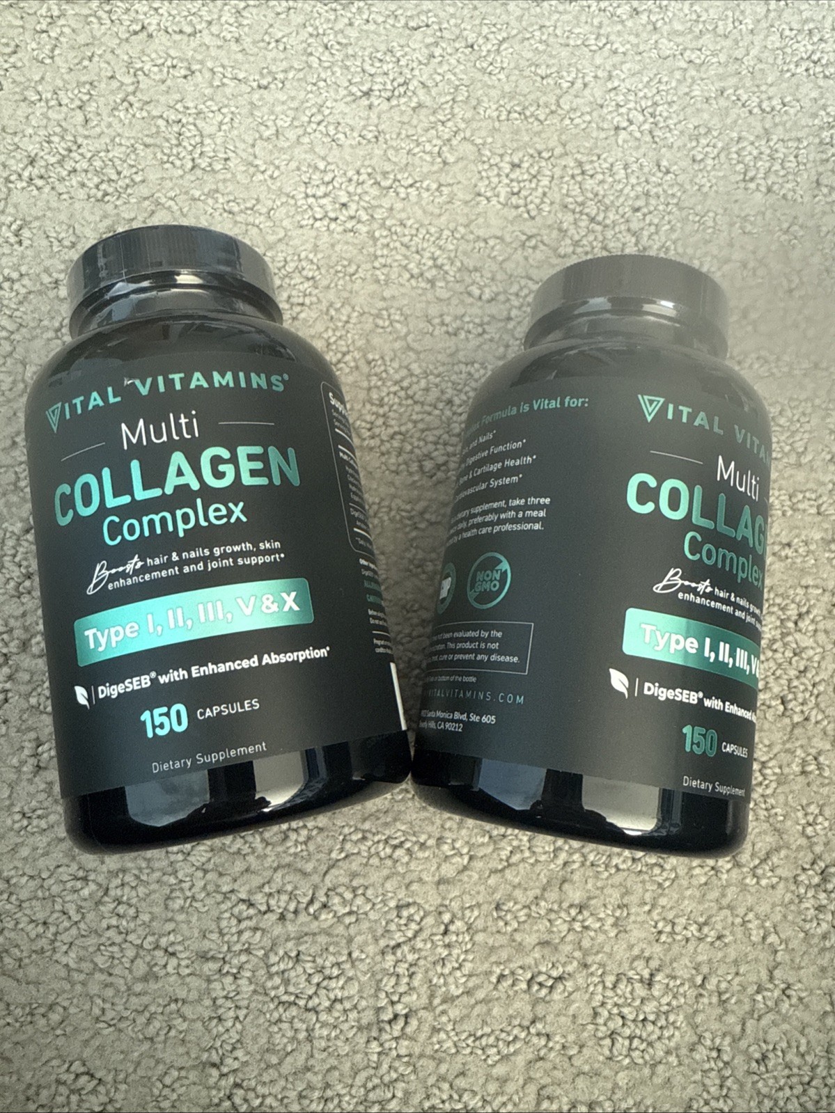 2 Vital Vitamins Multi Collagen Complex- Type I II III V X Exp 2028 Sealed Box