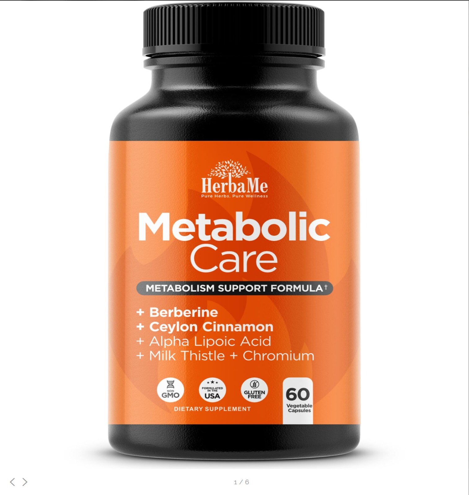 Herbame Berberine Supplement w/ More, Metabolic Care Supports Metabolism 60ct