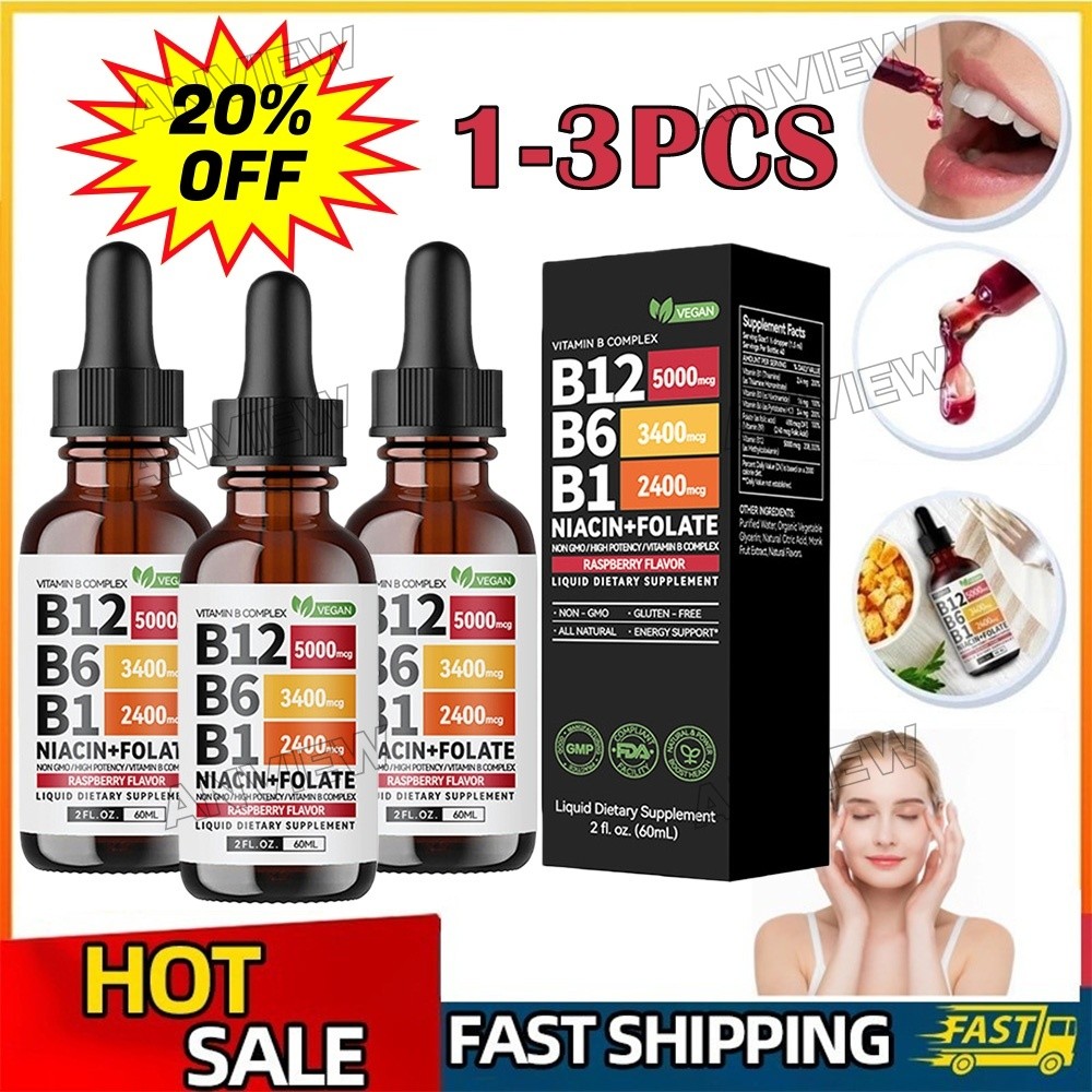 1-3PCS Vitamin B12 and B6 Liquid Drops, B12 Sublingual Vitamin B Complex Vitamin