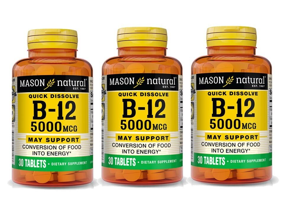 Vitamin B12 5000 mcg Quick Dissolve Conversion Food into Energy PACK 3 X 30 = 90