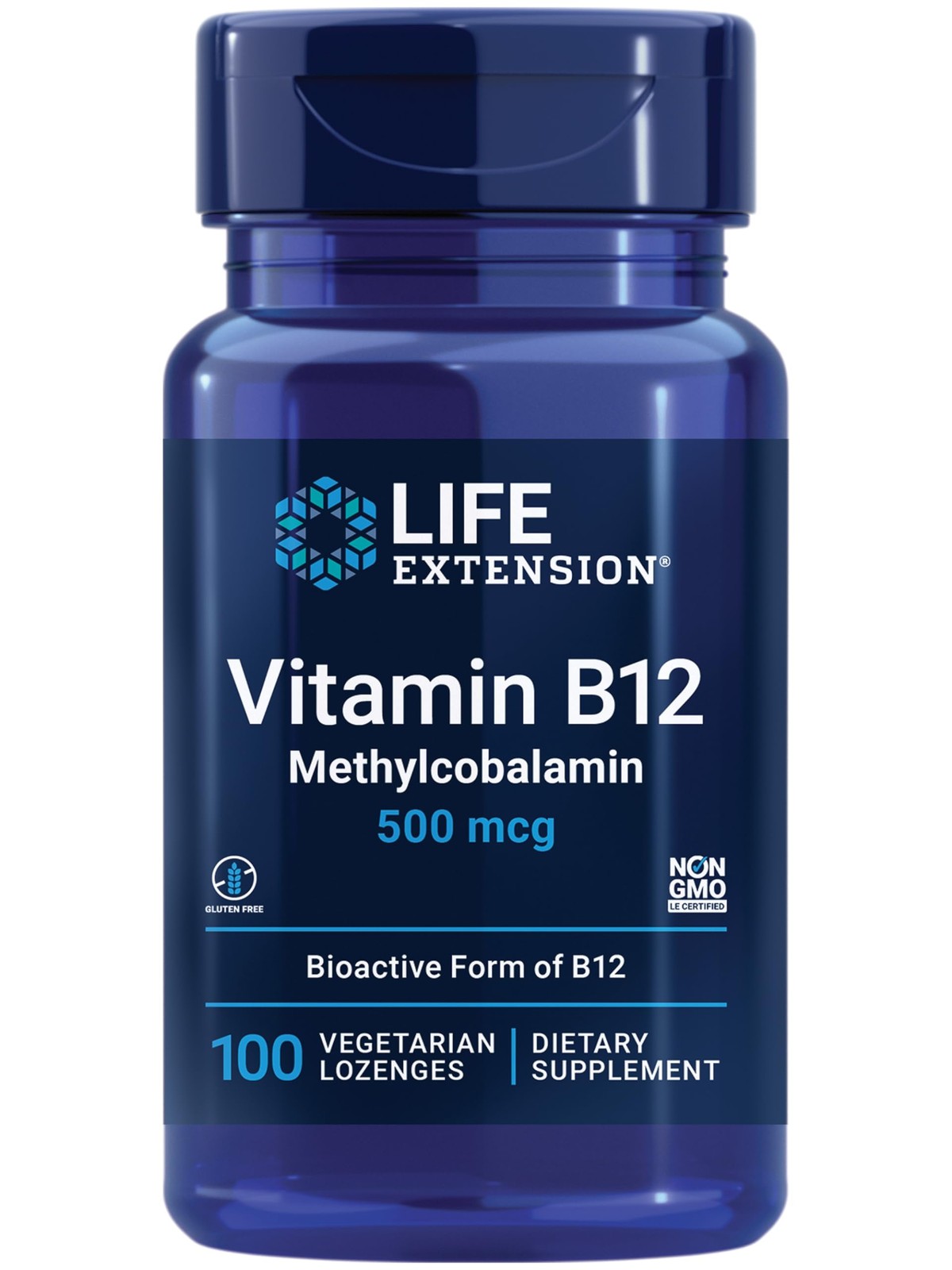 Life Extension Vitamin B12 Methylcobalamin 500mcg 100 Count (Pack of 1), Pink