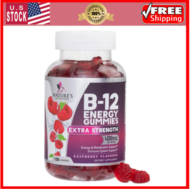 Vitamin B12 Gummies 4500mcg – Energy & Immune Support, Vegan, 120 Count