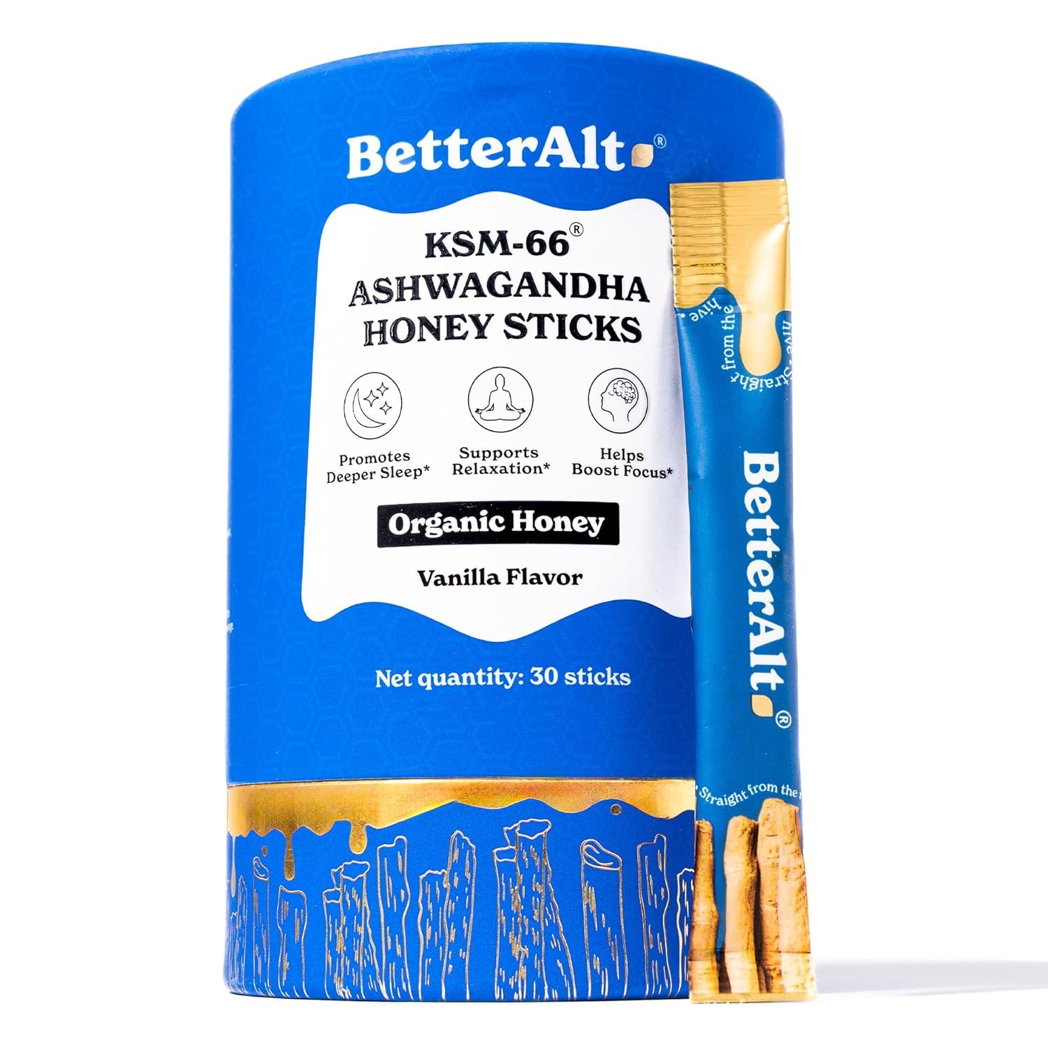 Better Alt KSM-66 Ashwagandha Honey 30 Sticks | Helps Promote Strength, Stamina