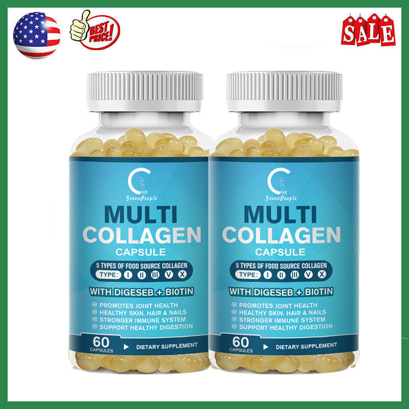 2x Multi Collagen 2000mg Anti-Aging – Contains Types I, II, III, V and X Collage