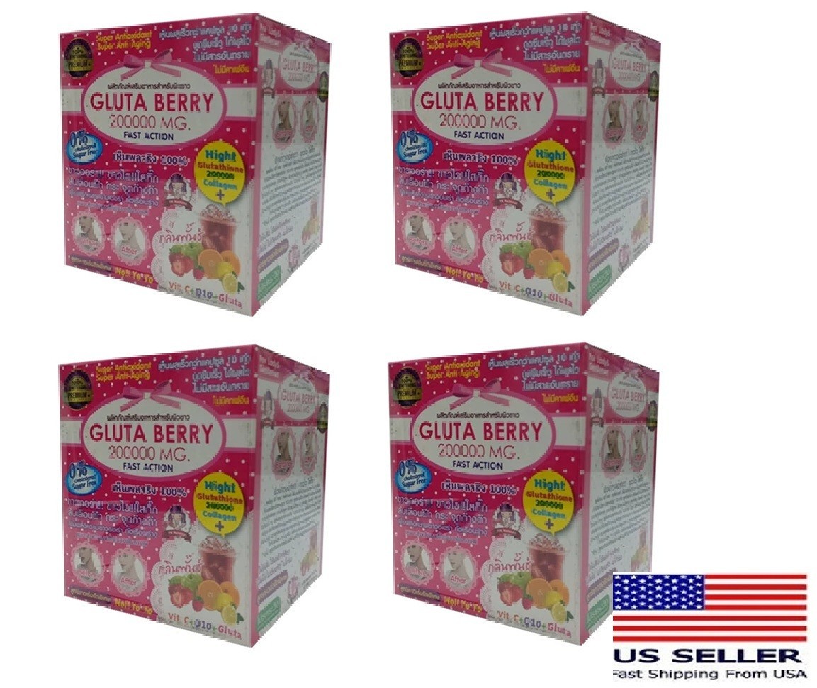 4X Gluta Berry 200000mg.Drink Whitening Skin Anti Aging Collagen Reduce Freckles