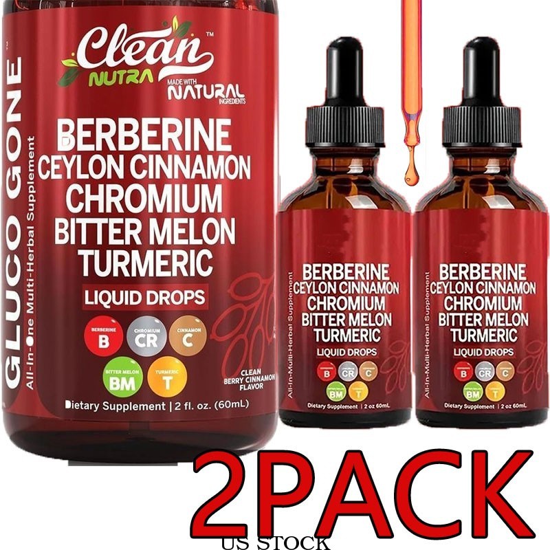 2 Bottles NEW Nutra Berberine with Ceylon Cinnamon Supplement Liquid Drops BEST