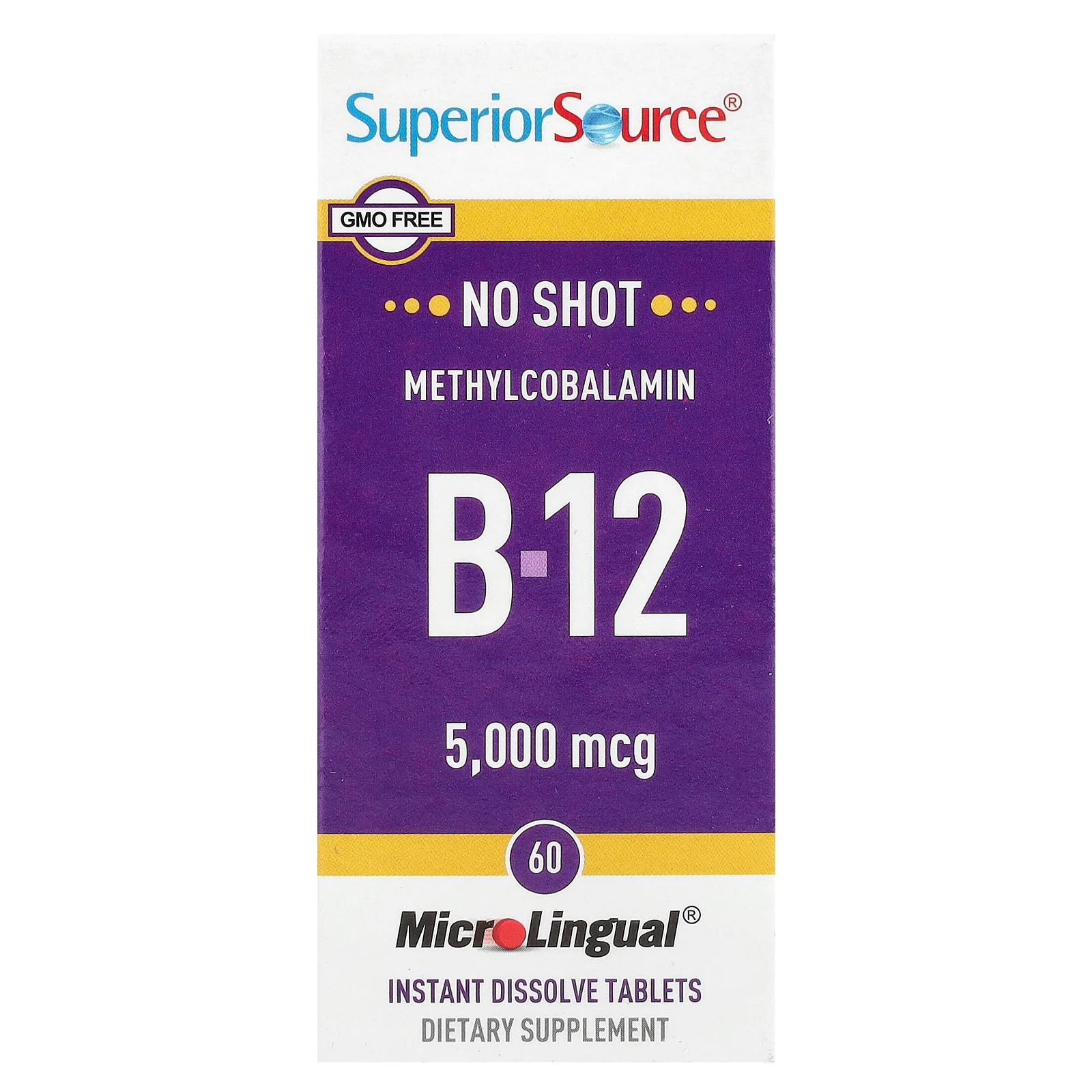 Methylcobalamin B-12, 5,000 mcg, 60 MicroLingual® Instant Dissolve Tablets