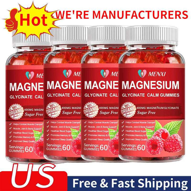 60 Caps Magnesium Glycinate Gummies High Strength 400mg Stress & Anxiety Relief