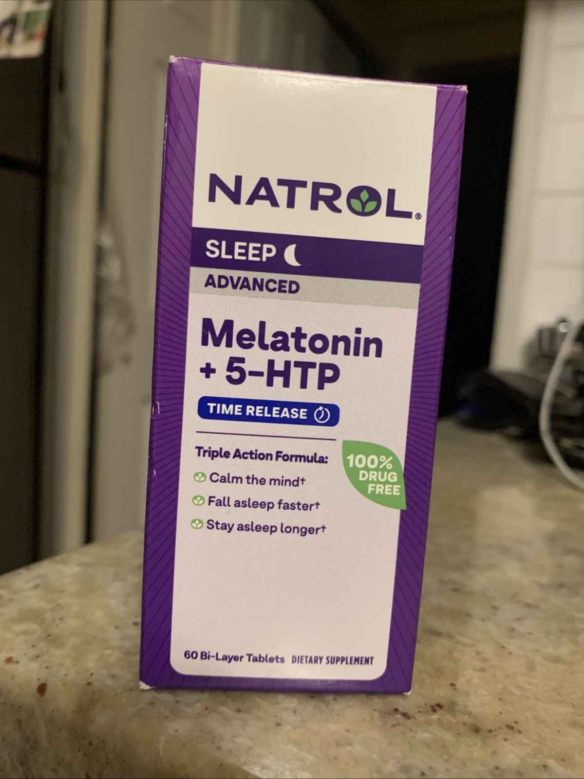 Natrol Advanced Sleep Melatonin 5-HTP Time Release Supplement 60 Tablets EXPIRED