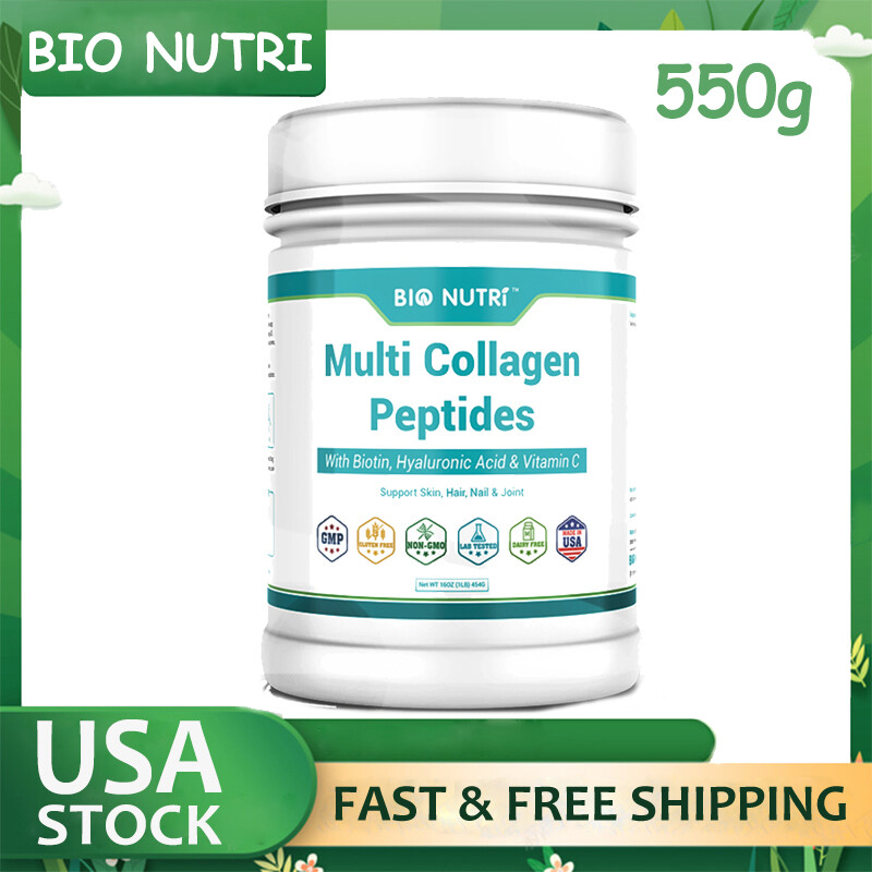 Multi Collagen Peptides – Type I, II, III, V, X with VC, Biotin, Hyaluronic Acid
