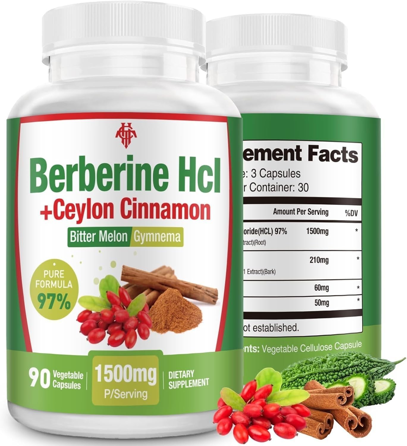 Berberine w/ Ceylon Cinnamon & Turmeric 1500mg 90 caps *EXP 01/2027*