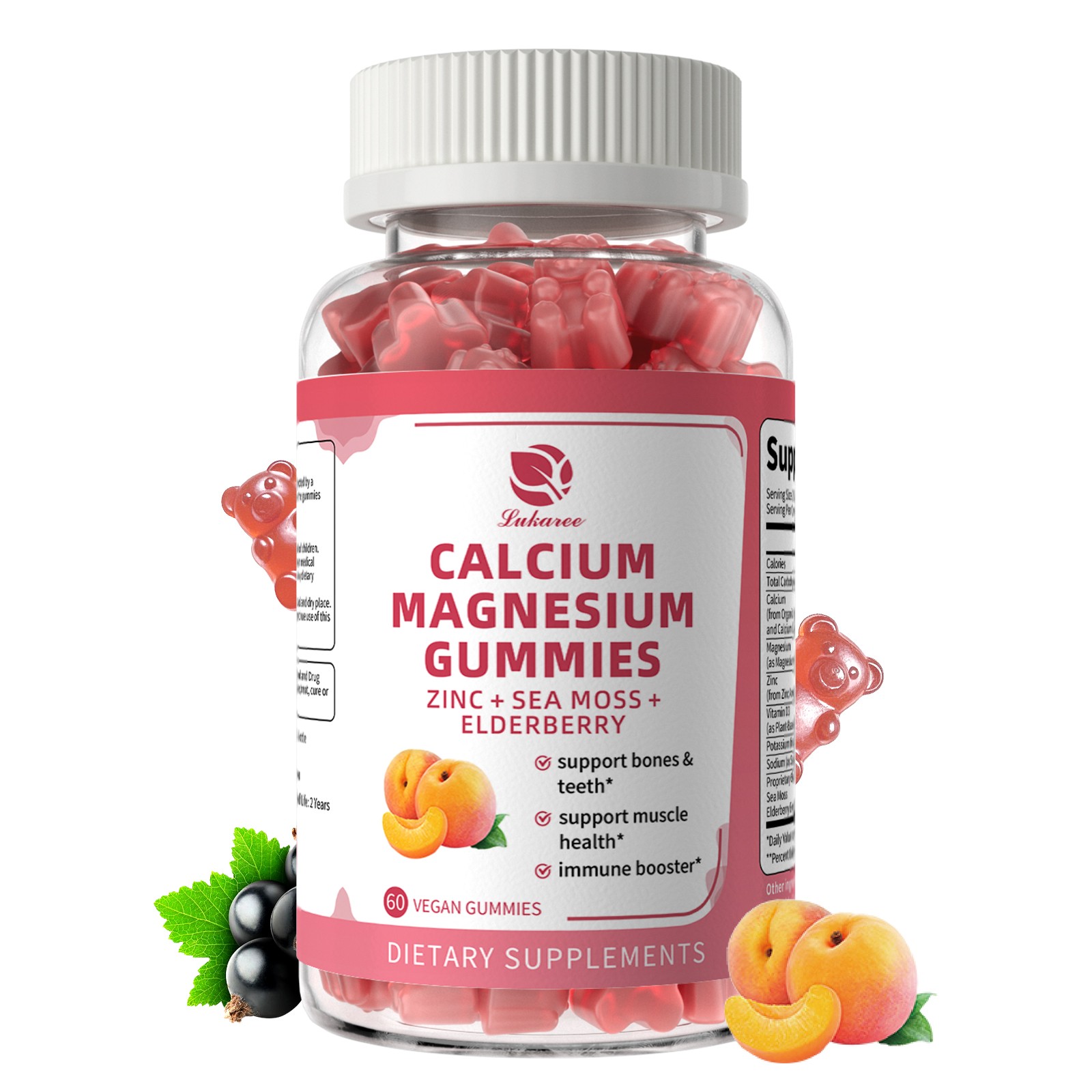 Calcium Magnesium Zinc Gummies Magnesium Glycinate for Stress Bone Muscle