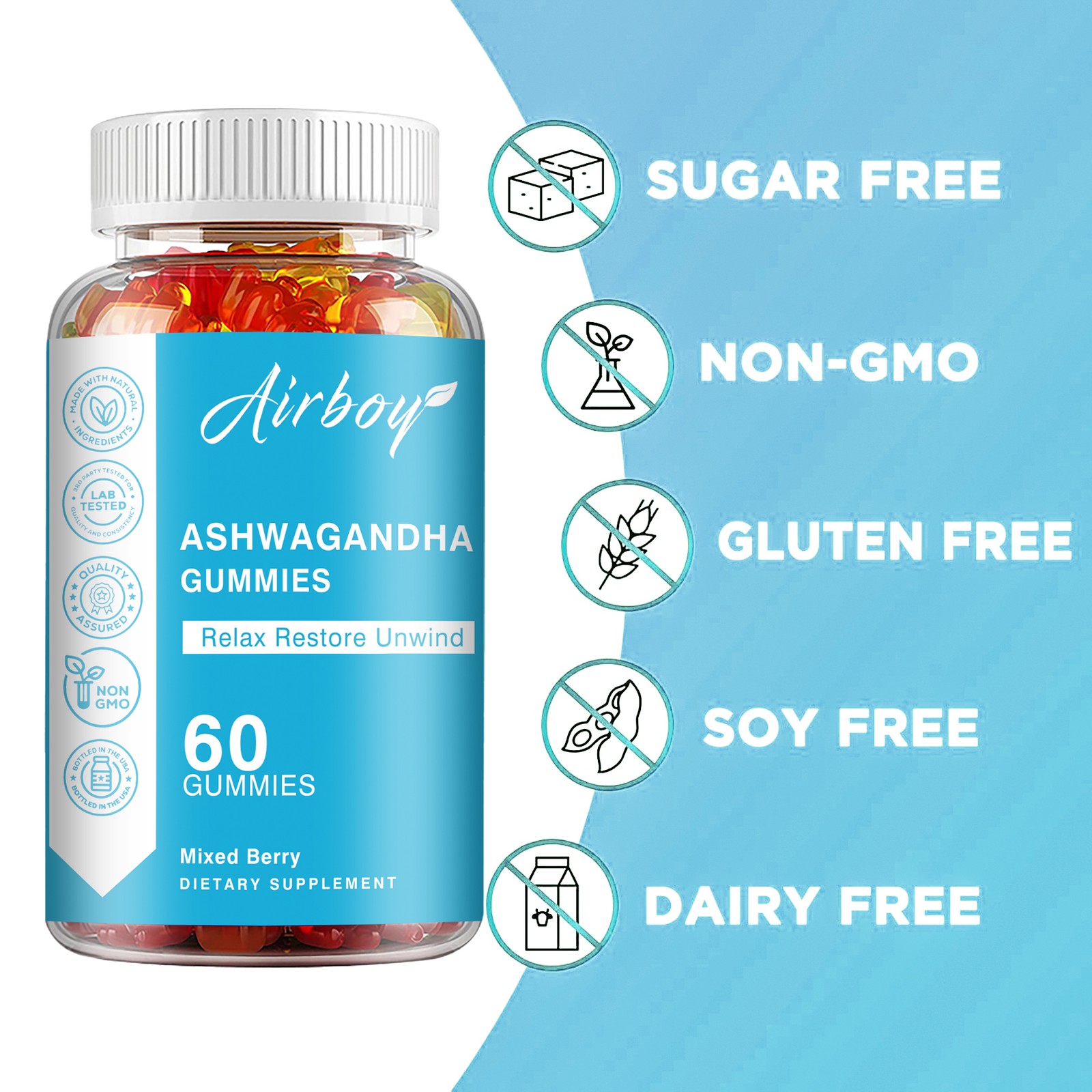 Ashwagandha Gummies – Stress Anxiety Relief, Improve Concentration, Boost Energy