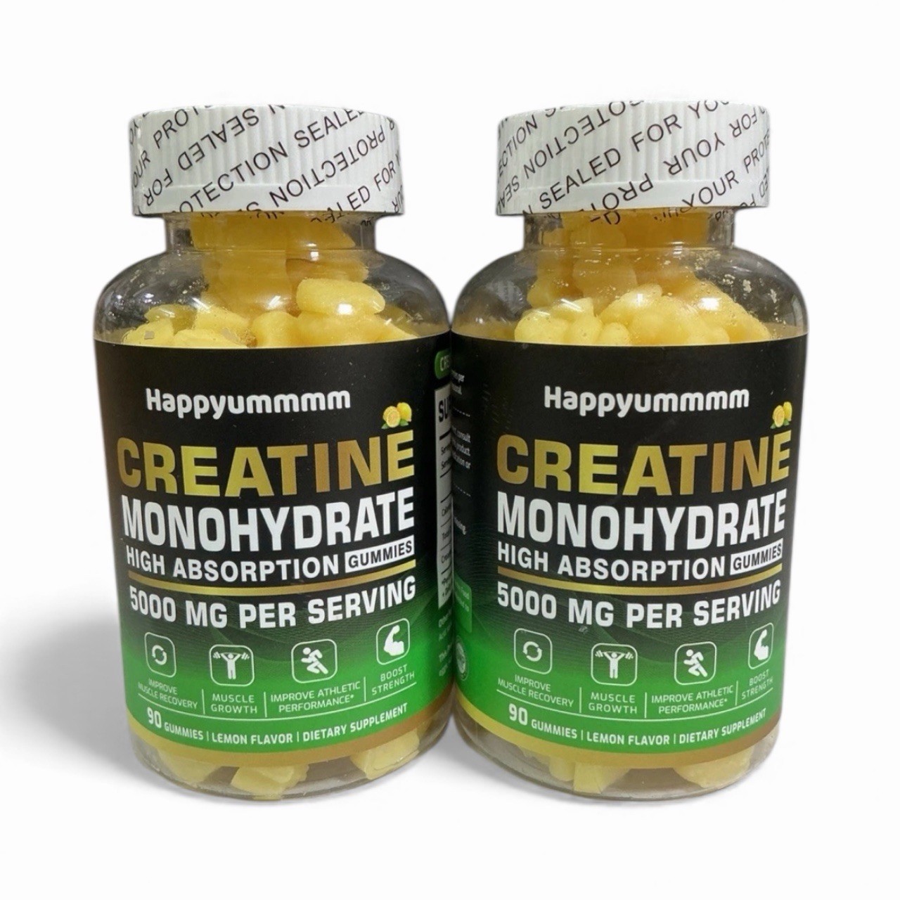 2 Pack – Creatine Monohydrate Gummies- 90ct Lemon – 5000mg Per Serving, New