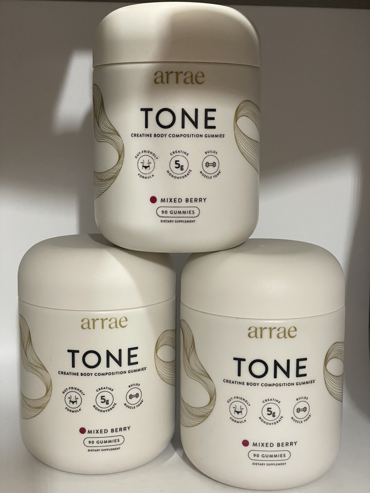 3x Arrae Tone Creatine Gummies – Gut-Friendly, Mixed Berry, 90 Gummies Each New!