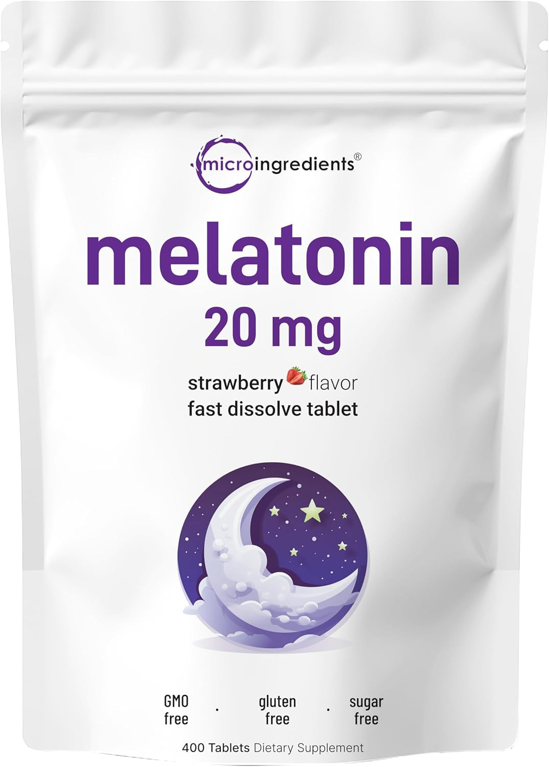 Melatonin 20Mg, 400 Tablets | Natural Strawberry Flavor | Fast Dissolve | No Dru
