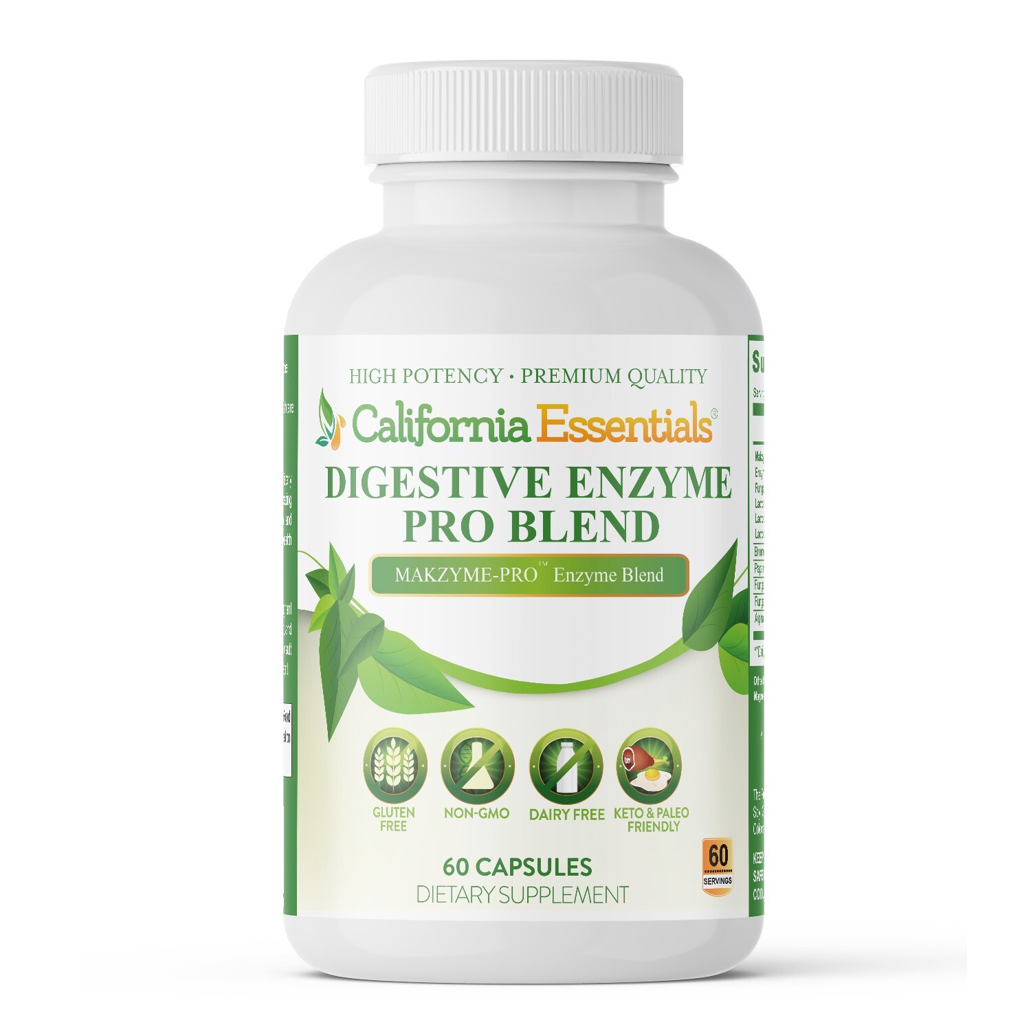 Digestive Enzymes for Protein & Sugar Breakdown, Supports Nutrition, 60 Caps