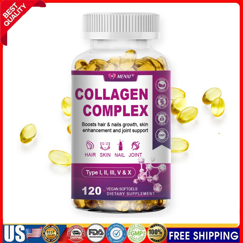 100% Natural Multi Collagen Peptides Anti Aging Skin Collagen Pills 120 Capsules