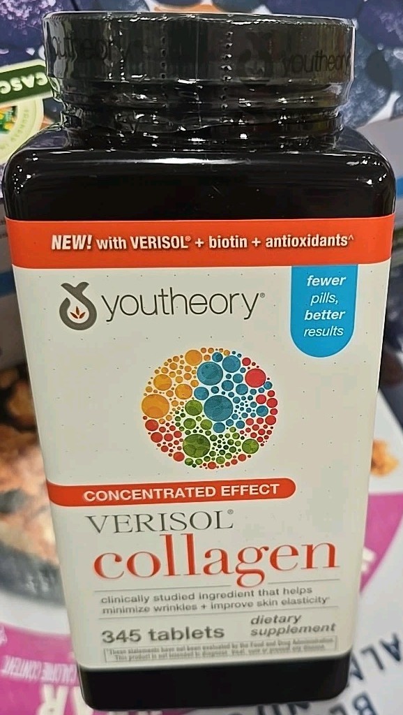 youtheory Concentrated Effect Verisol Collagen, 345 Count Supports Skin,  Hair