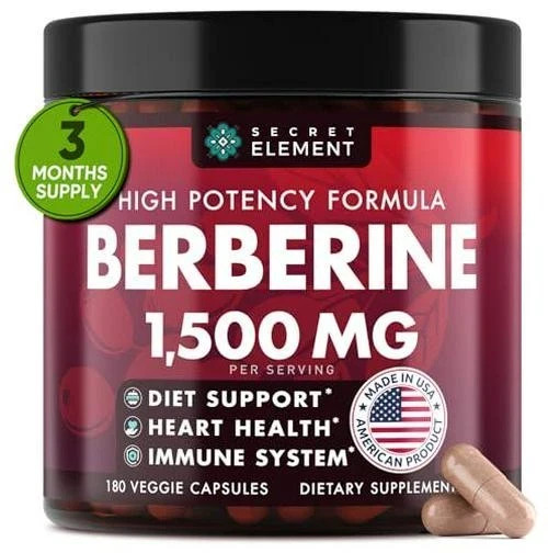 Berberine HCL Supplement 1500 mg, High Potency Vegan Capsules with Beet Root,