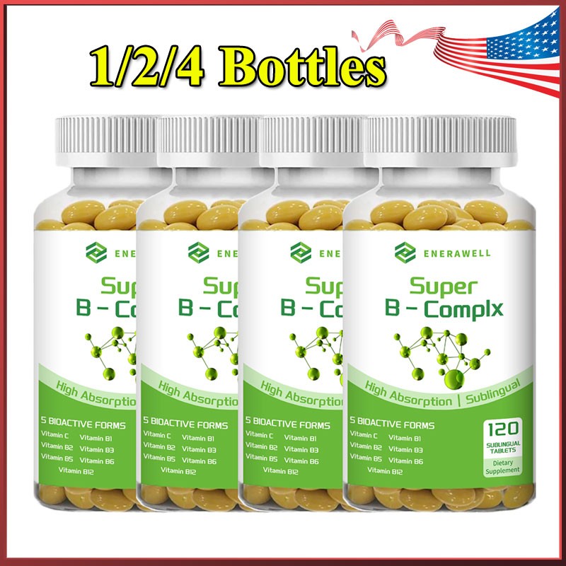 1/2/4PC Vitamin B Complex B1,B2,B3,B5,B6,B12, Biotin Immune Support 120 Capsules
