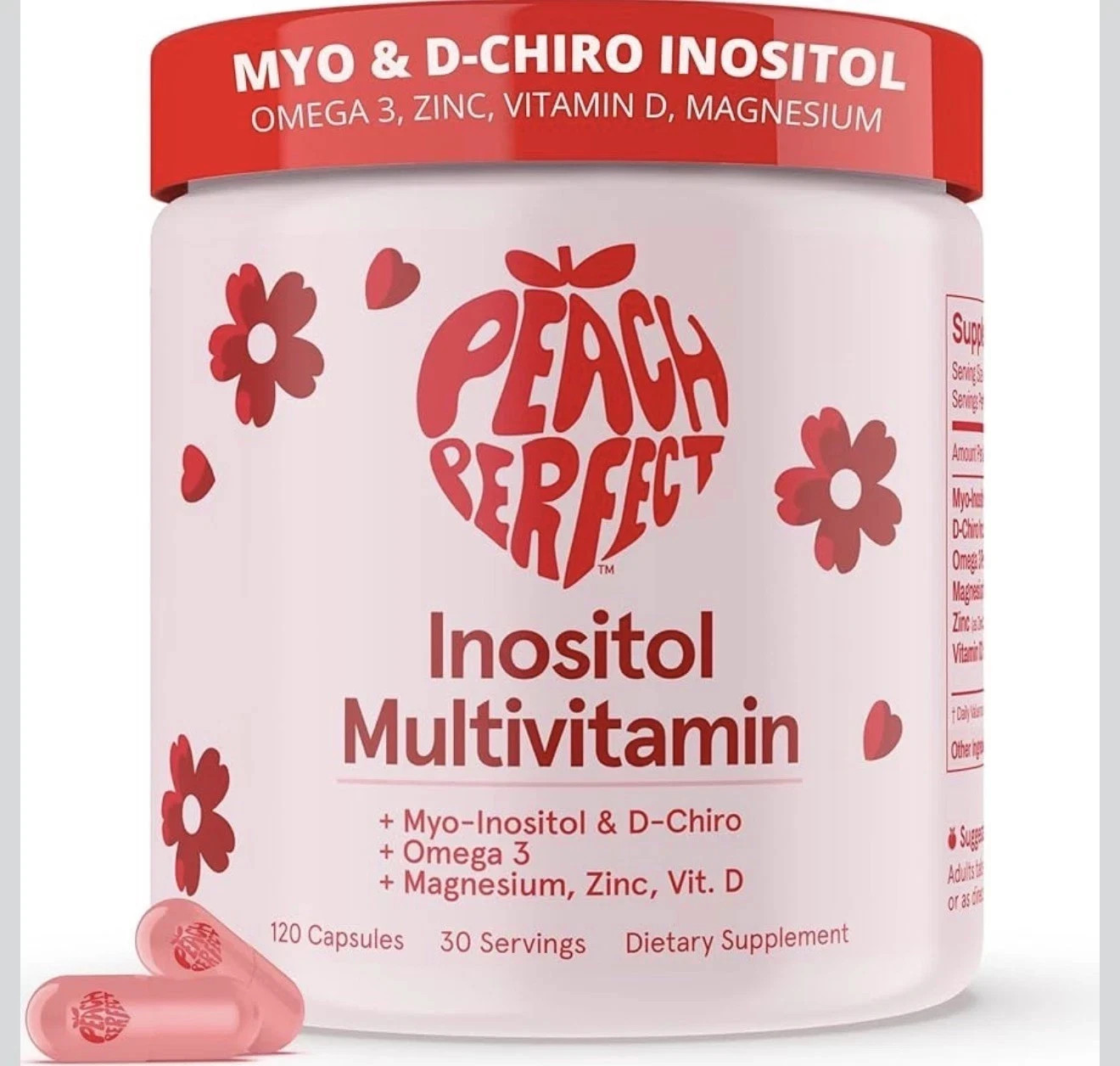 Peach Perfect Inositol Multivitamin, 120 Capsules