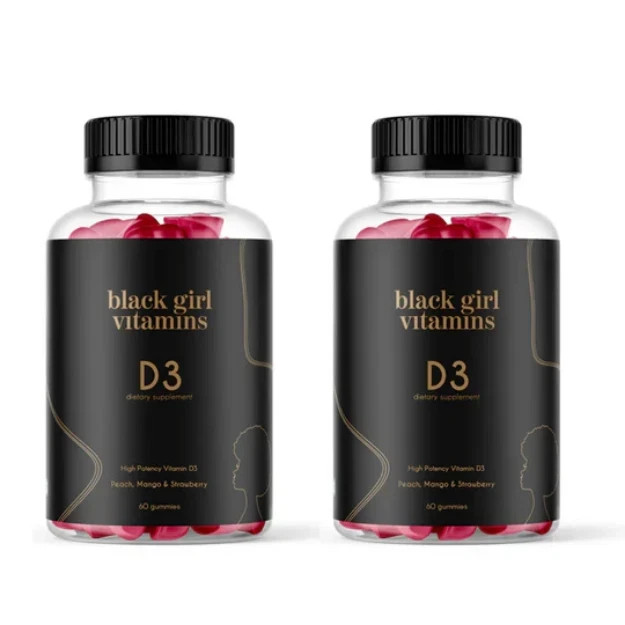 2 Pack Black Girl Vitamins Vitamin D3 Gummies – 2000IU, Gluten-Free Exp 05/27