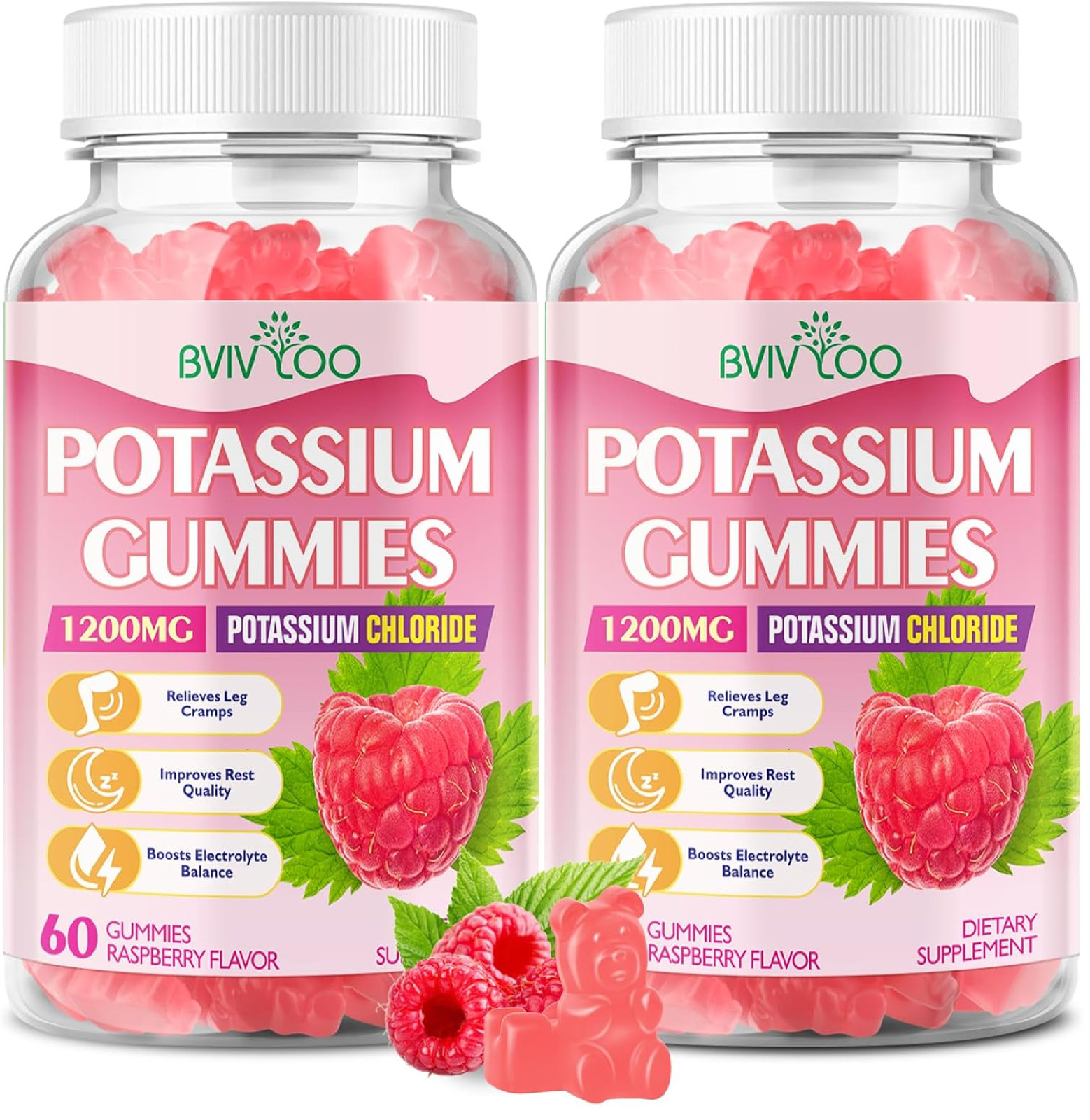 Potassium Gummies for Adults with 1200mg Potassium Chloride – Supports Muscle He