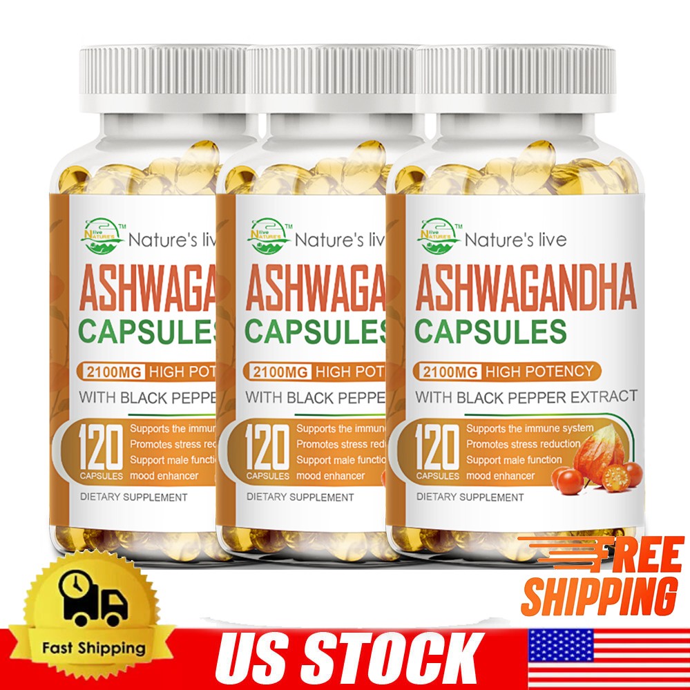 360 Organic Ashwagandha Capsules 2100mg Supplement w/ Black Pepper Root Powder