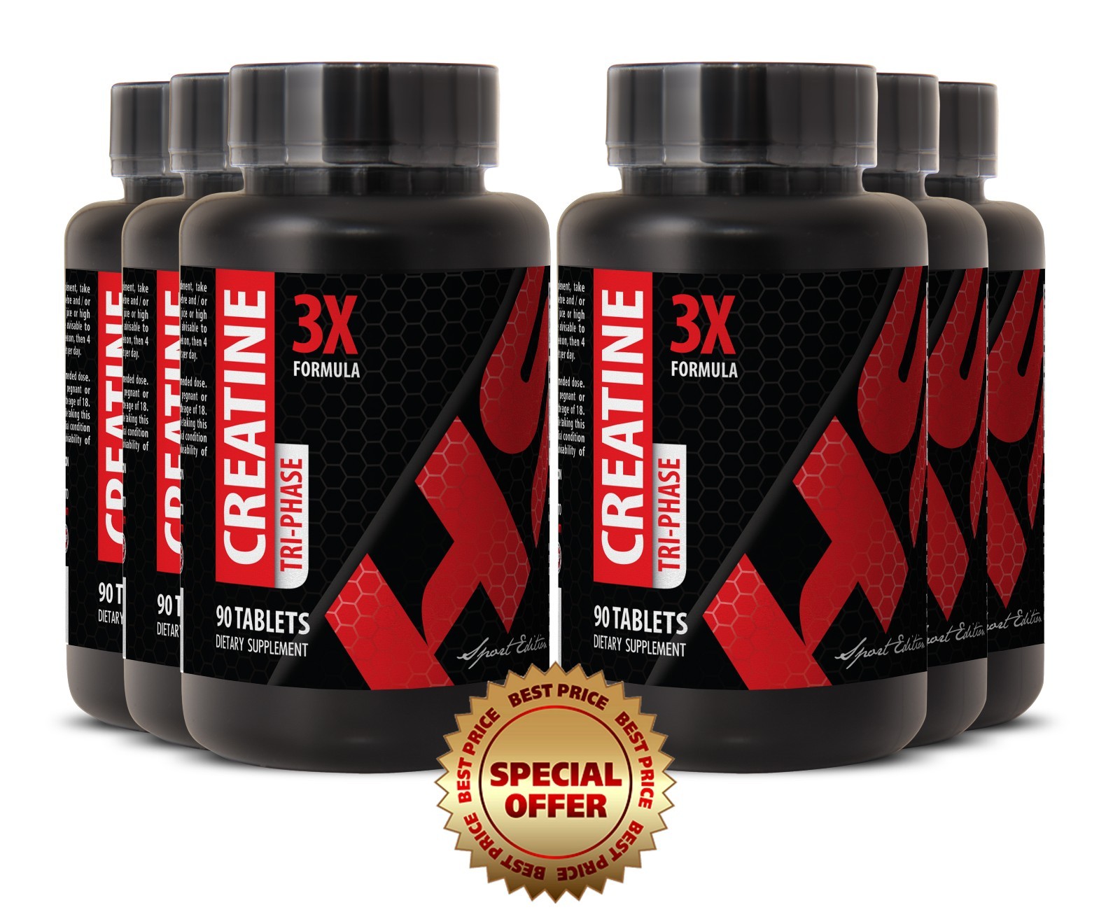 Bodybuilding Supplements Tri-Phase Creatine 5000mg (6 Bottles, 540 Tablets)