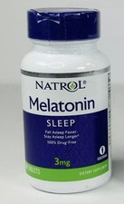 Natrol Melatonin for Sleep, 3mg, 60 Tablets Vegetarian, 100% Drug Free – New