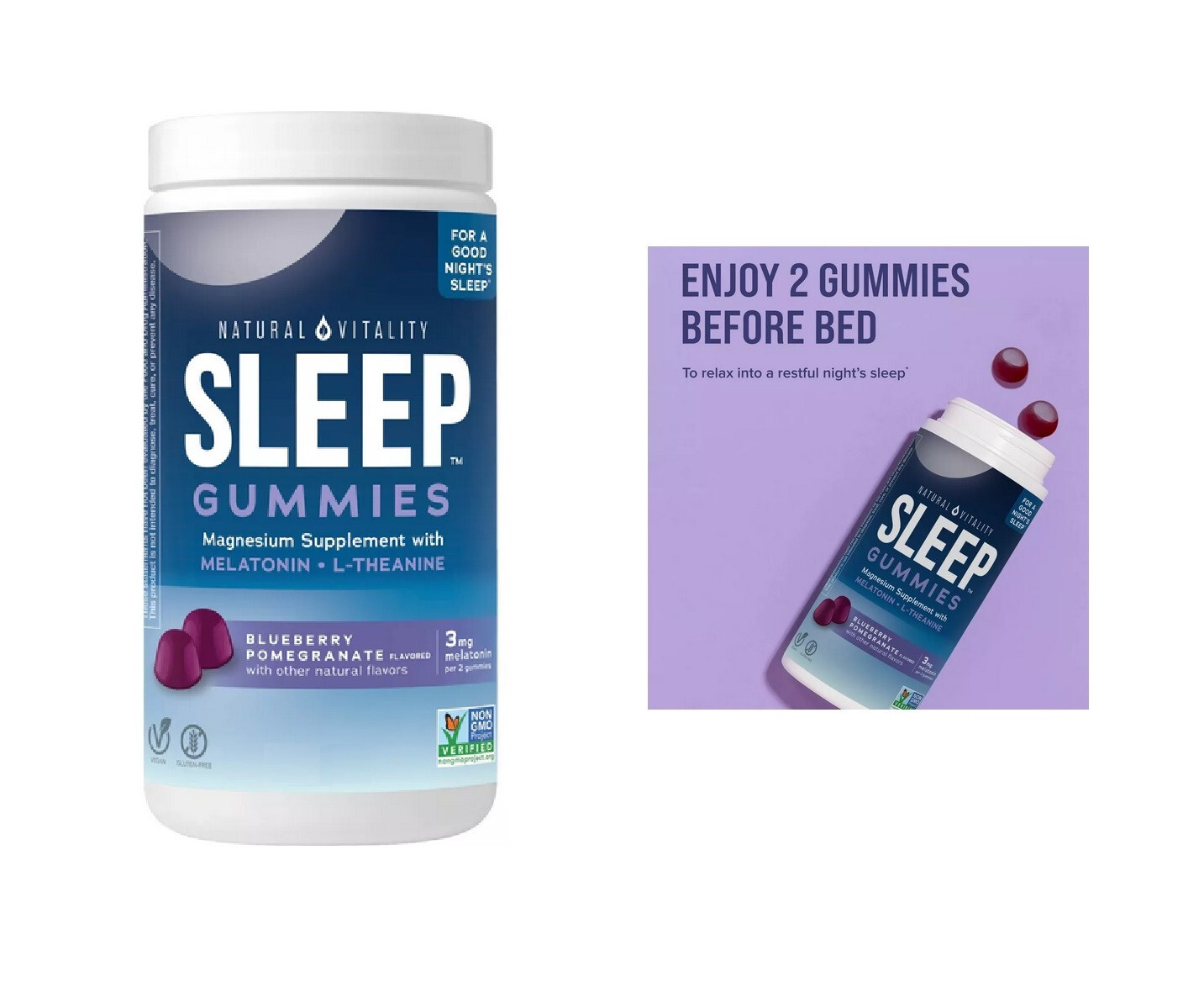 Natural VItality SLEEP / CALM Magnesium Supplement Anti-Stress Gummies  (120 ct)