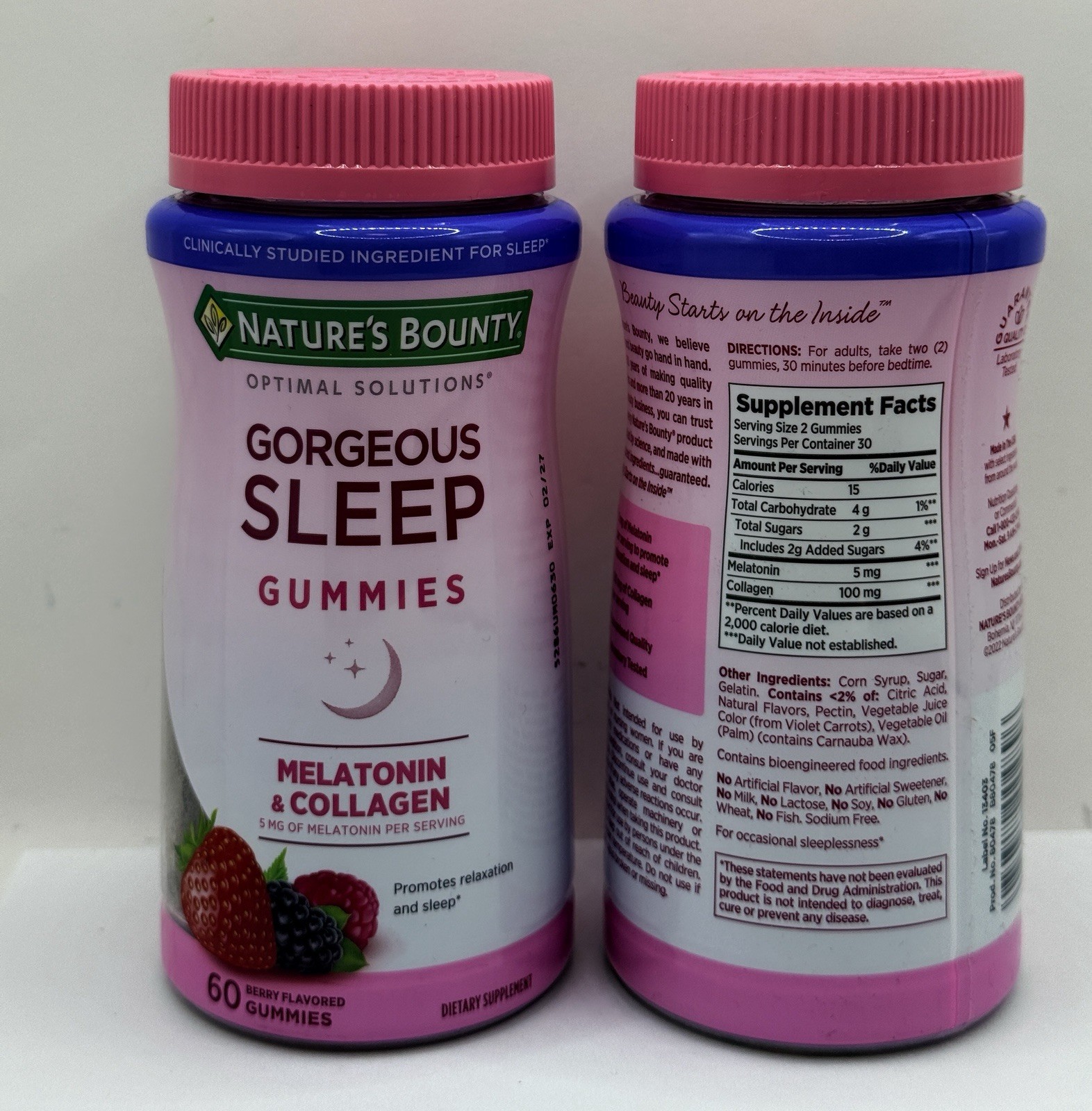 Nature’s Bounty Sleep Melatonin Gummies 5mg 60ct Optimal Gorgeous 2 Pack
