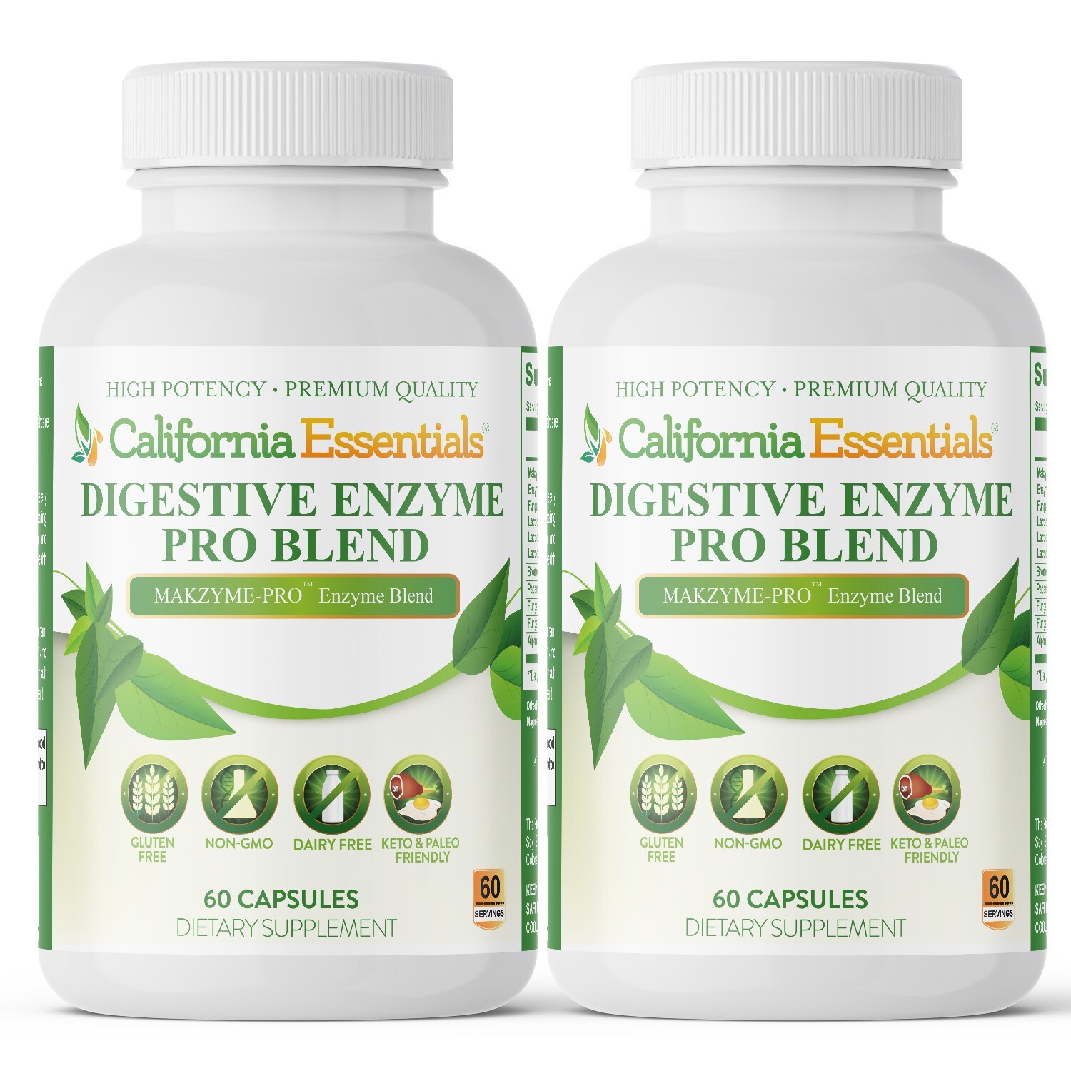 Digestive Enzymes Supplement for Protein Sugar Absorption, 60 Caps, 2 Pack