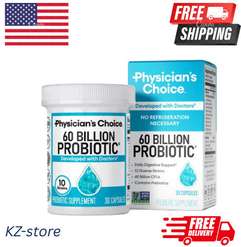 Probiotics Supplement 60 Billion CFU 30 Capsules 10 Strains Prebiotics