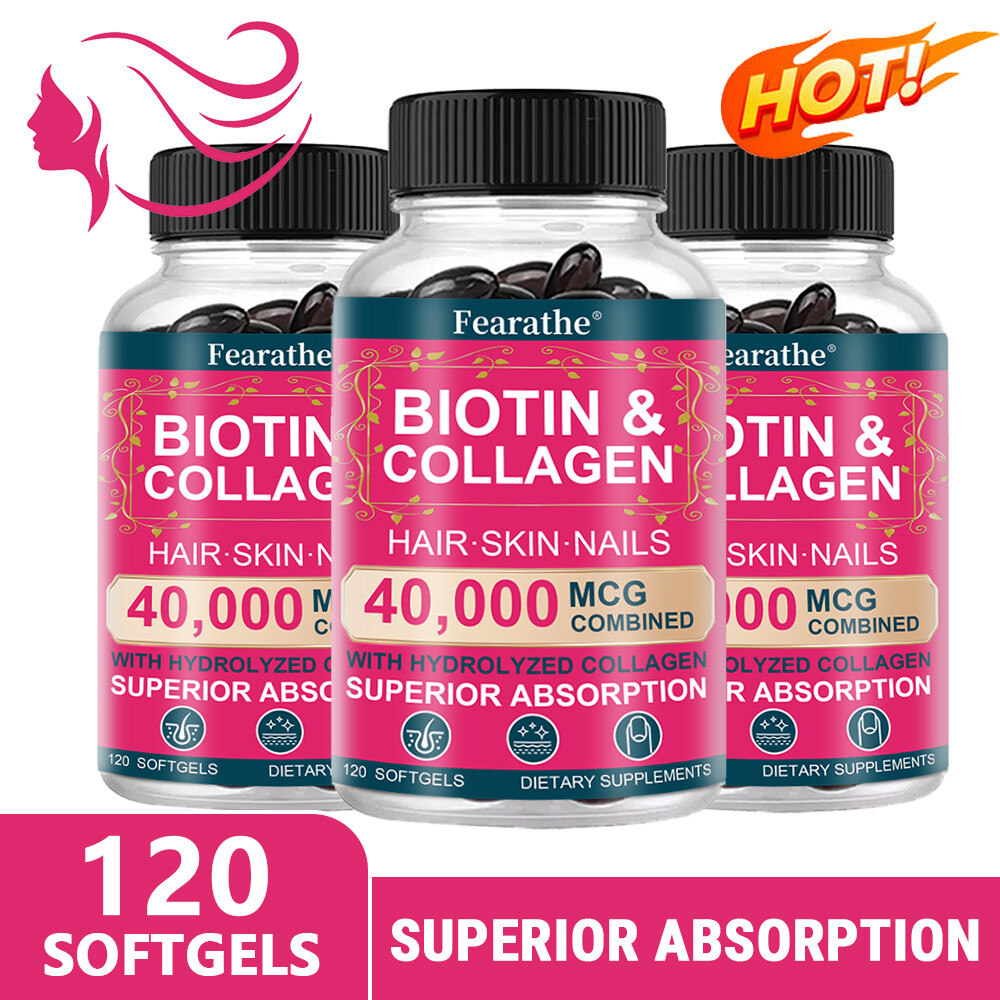 Biotin & Collagen Capsules 40,000mcg Natural Skin Hair Nails Supplement