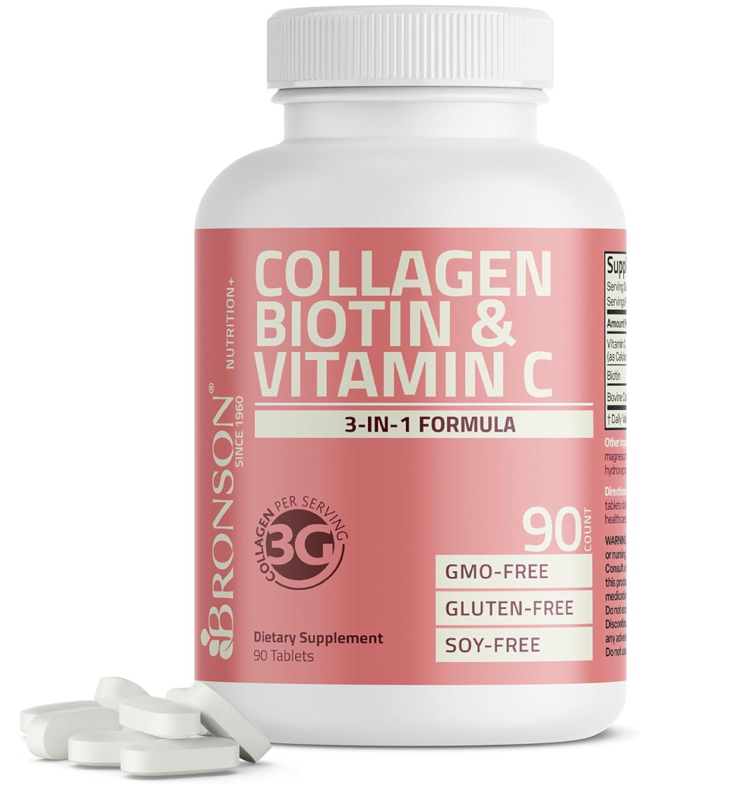 Bronson Collagen Peptides 3000mg (per Serving) with Biotin & Vitamin C – for Hai