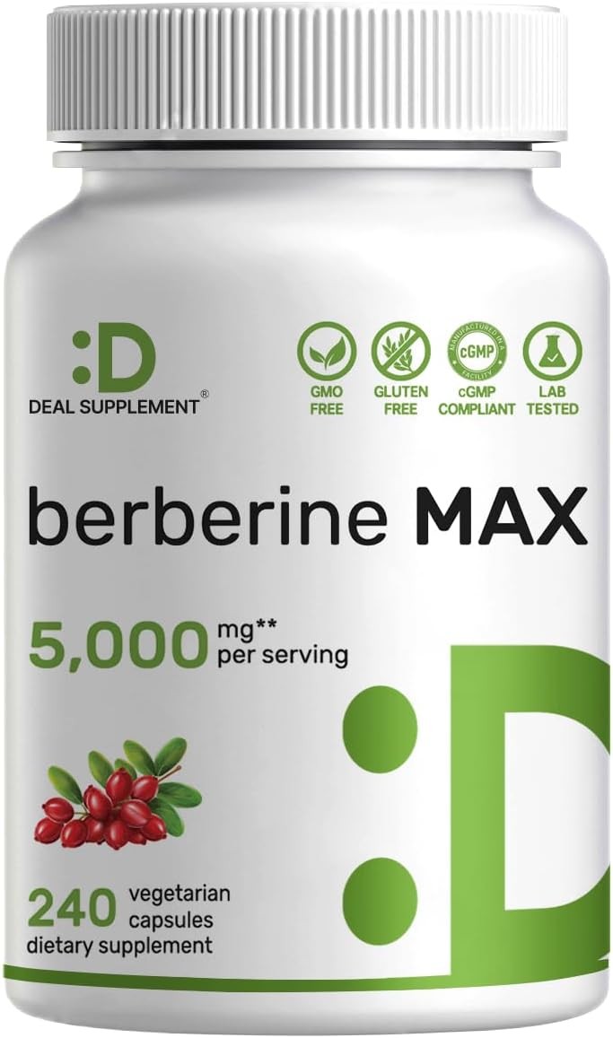 DEAL SUPPLEMENT Berberine Max Supplement with Turmeric, 5,000mg Per Serving, 240