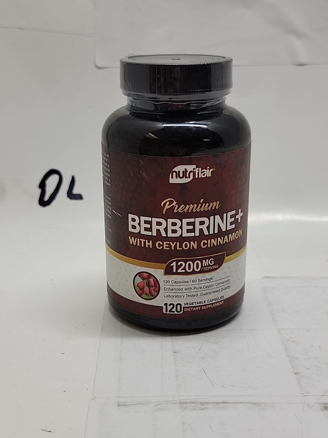 Nutriflair Premium Berberine HCL 1200mg Plus Ceylon Cinnamon 120 Cap. Exp: 4/28