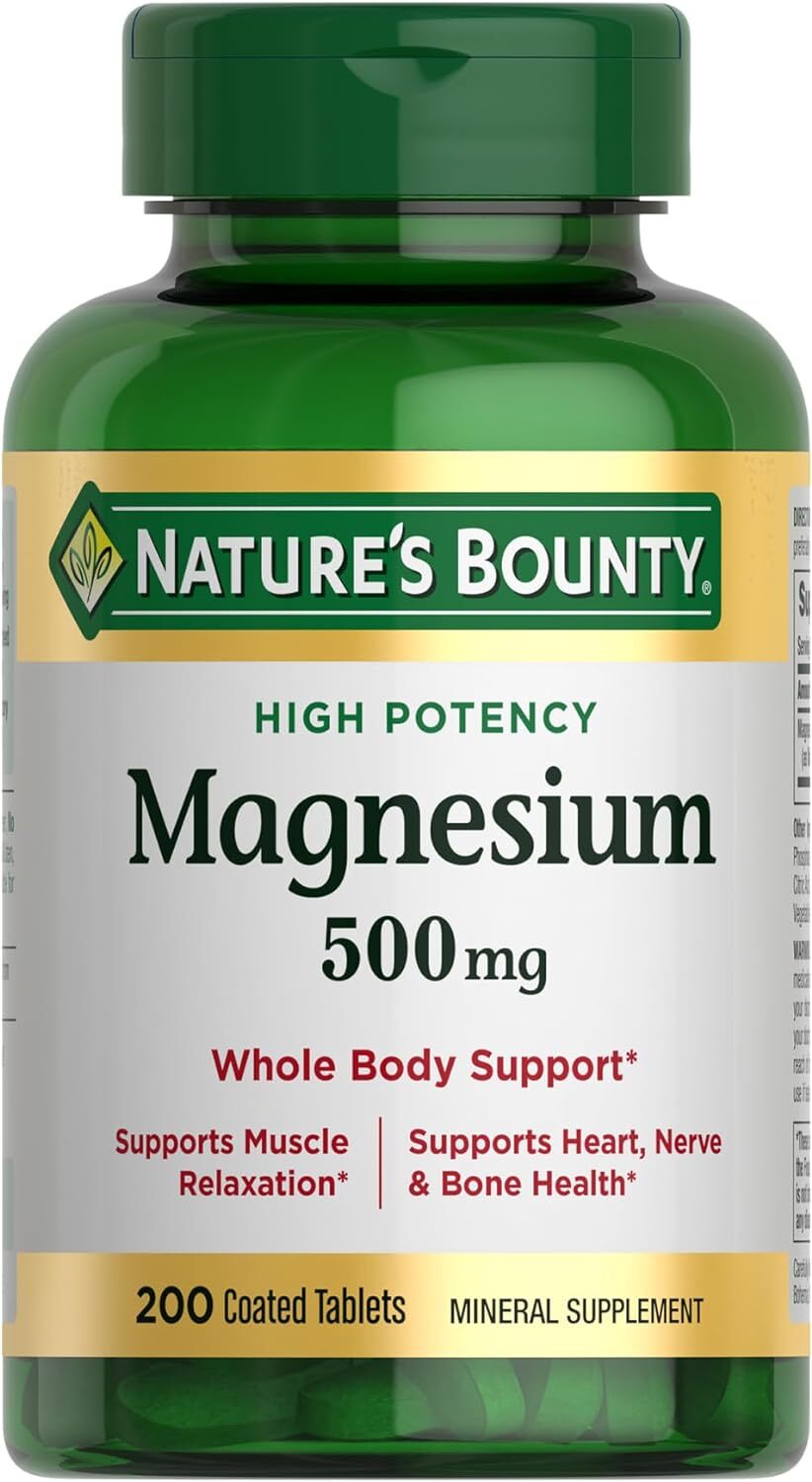 Nature’s Bounty Magnesium, Mineral Supplement, Supports Bone and Muscle Health,