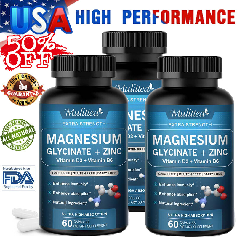 180 × Magnesium Glycinate High Absorption,Improved Sleep,Stress & Anxiety Relief