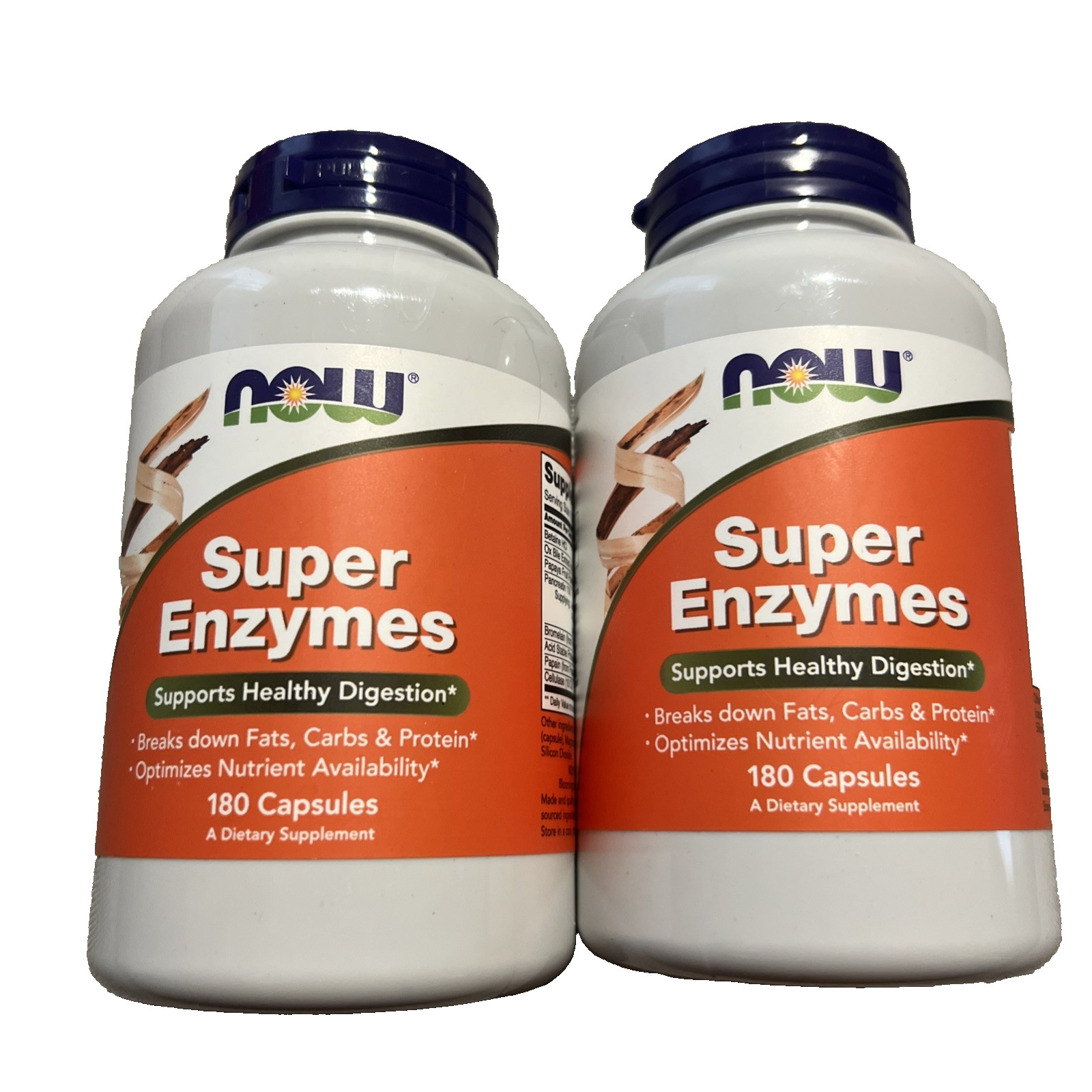 Now Foods Super Enzymes 180 Capsules 2 Pack Digestive Enzyme Support NEW Sealed